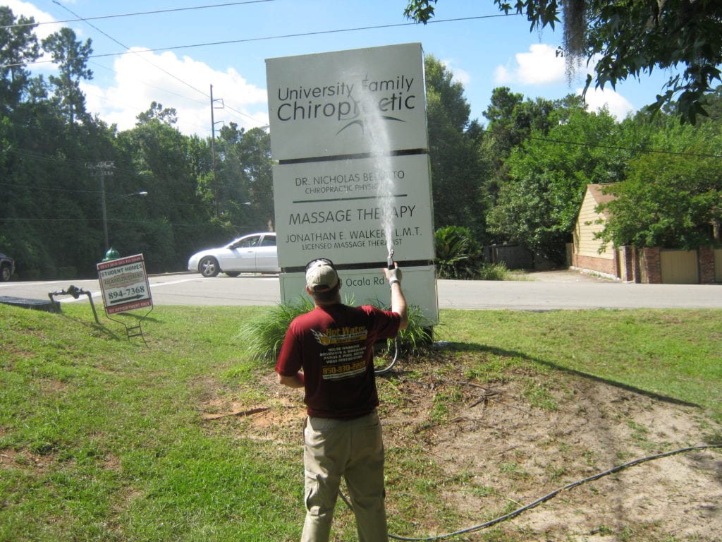 Commercial Pressure Washing company wash sign for a business.