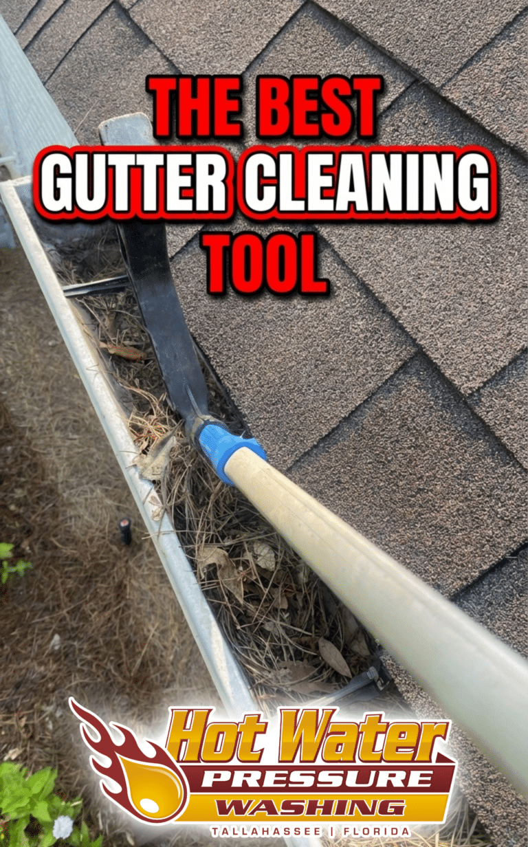 Cover art for blog post, text that reads "THE BEST GUTTER CLEANING TOOL."