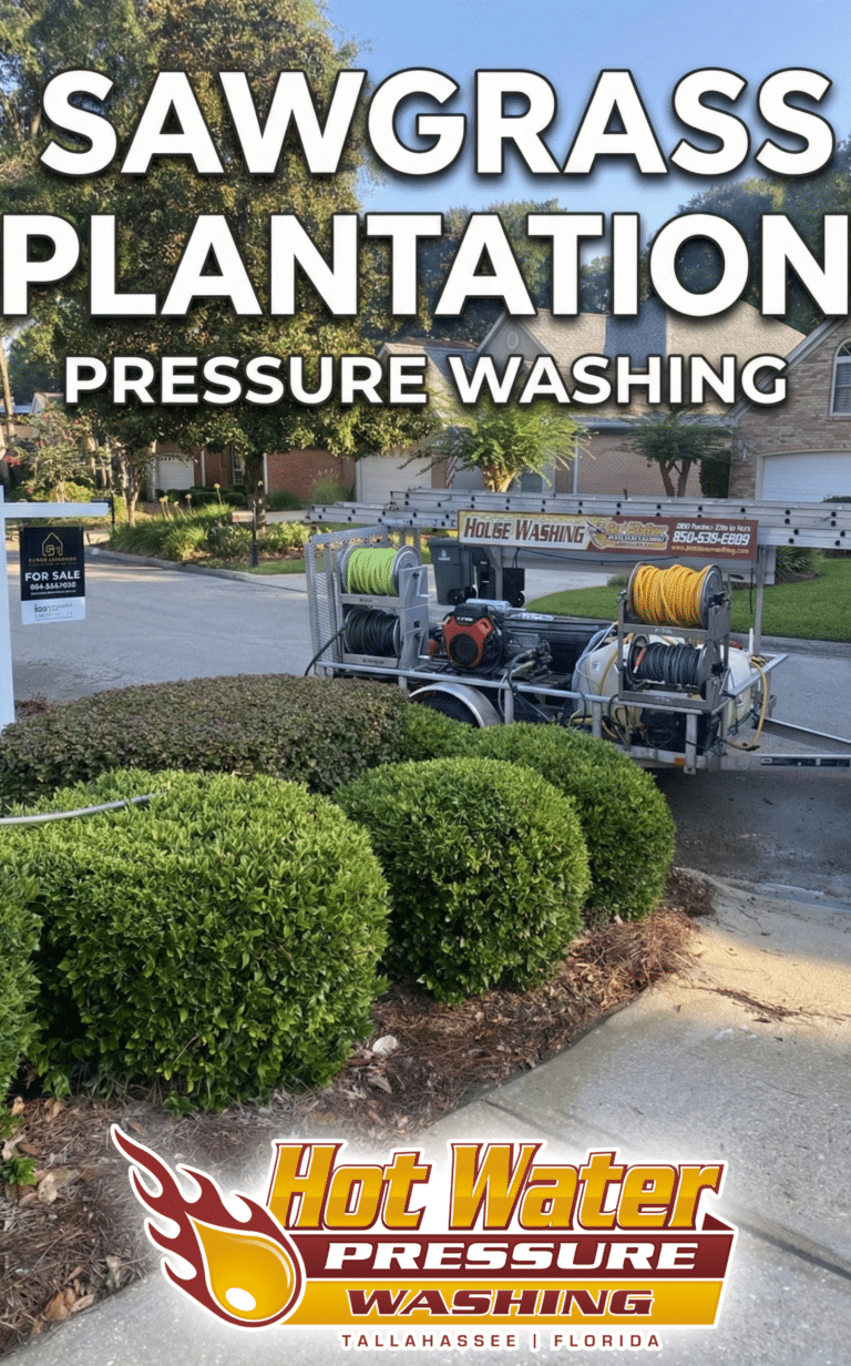 over art for blog post, text that reads "SAWGRASS PLANTATION PRESSURE WASHING."