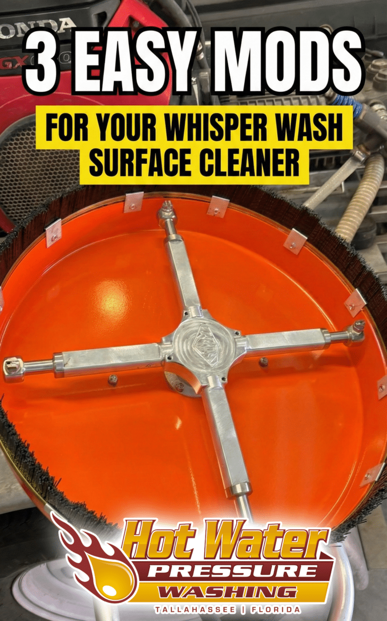Cover art for blog post, text that reads "3 EASY MODS FOR YOUR WHISPER WASH SURFACE CLEANER."